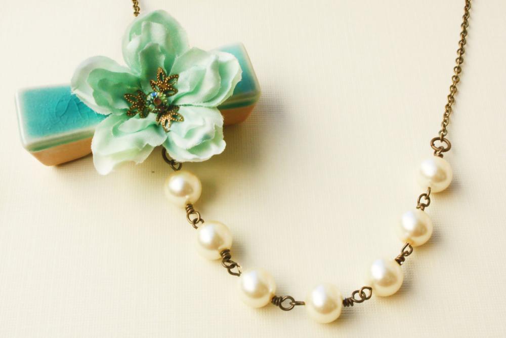 Sea Foam Cherry Blossom Necklace