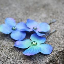 hydrangea hair clip, blue hydrangea clip, flower hair clip